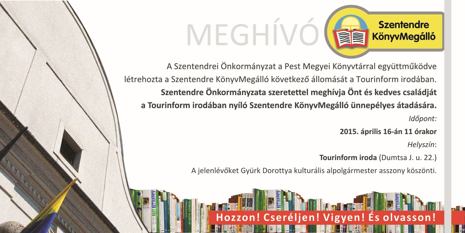 könyvmegálló meghívó TOURINFORM